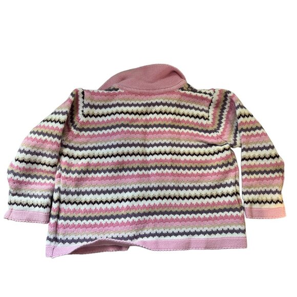 Cardigan Sweater 4T Girls Polkatots Pink Chevron Knit  100% Cotton Soft Warm - Picture 2 of 4